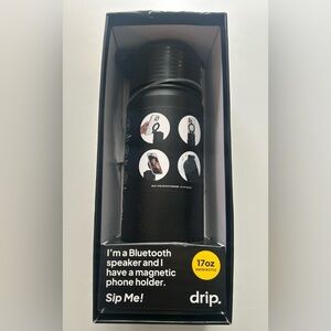 Black Bluetooth Speaker Water Bottle with Magnetic Phone Holder - 17oz